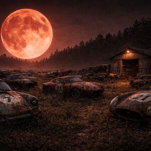 Rustic Moonlit Car Art Print 8x10 Glossy